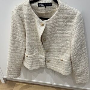 Zara Women's Ivory Textured Blazer